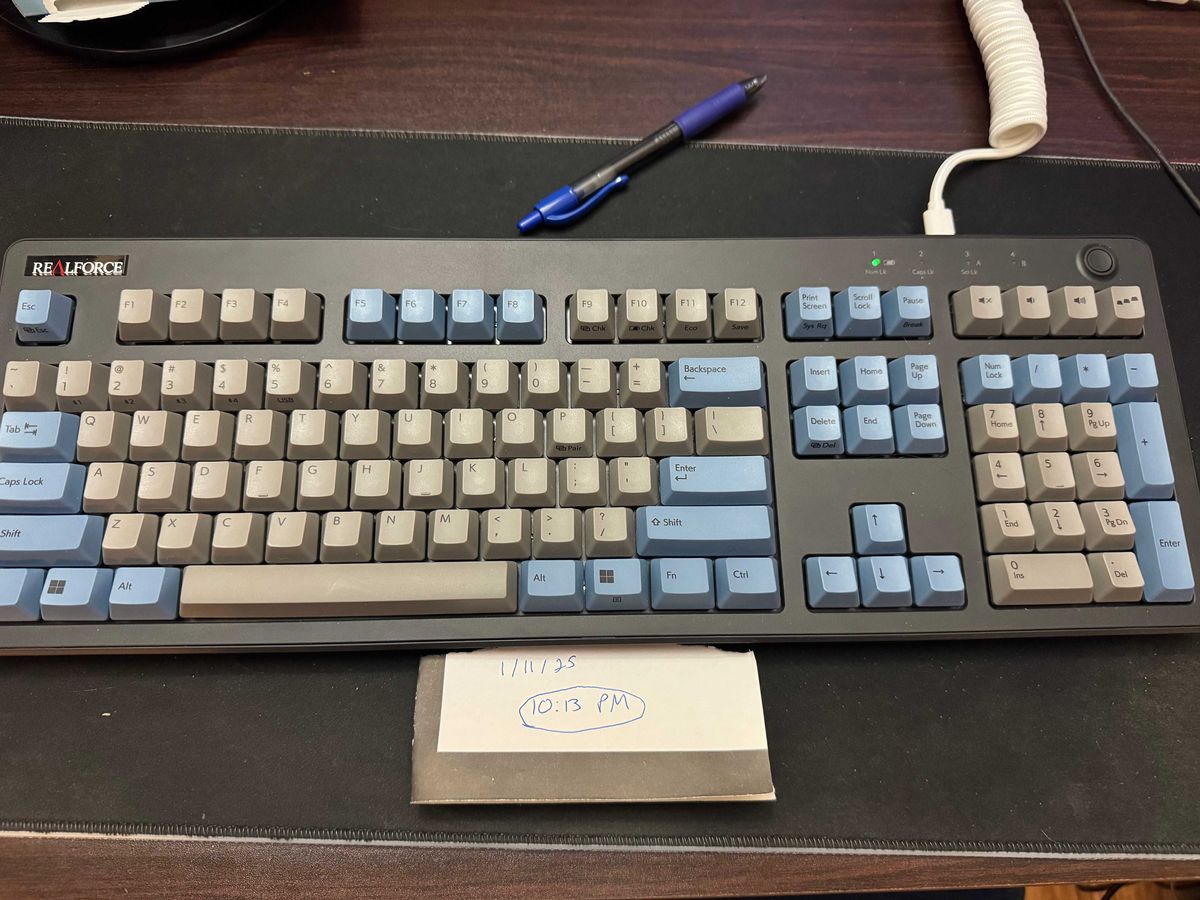 Realforce R3 Grey / Blue Wireless Keyboard (topre silent 45g